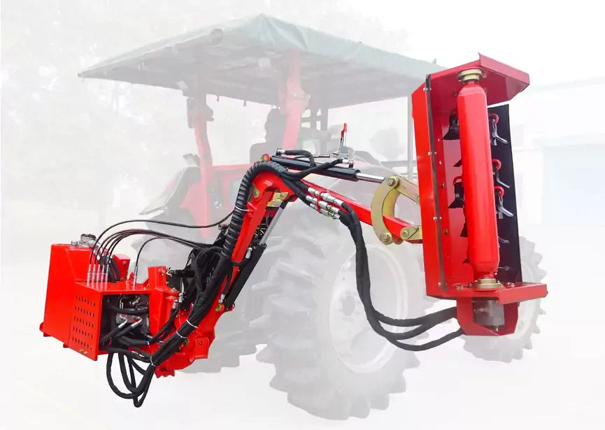 Broyeur d'accotement à fléaux 80 cm avec large déport hydraulique sur bras – Inclinable à la verticale - Cardan et attelage trois points Torros